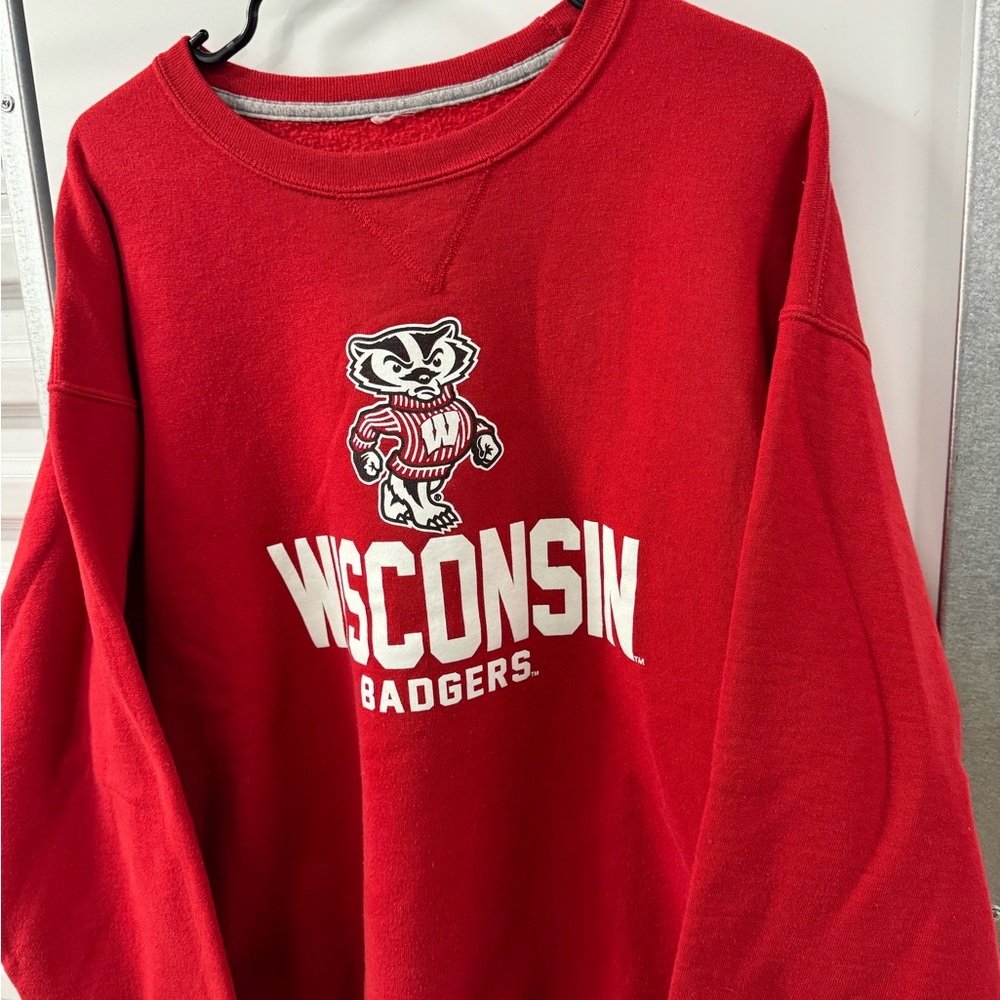 Vintage 90s Russell Athletic Wisconsin‎ Badgers Red Sweatshirt